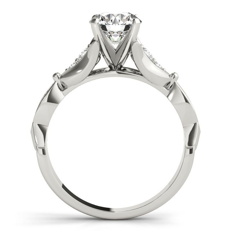 Taille ronde Bague à diamant certifié GIA 1,33 carat rond Cathédrale Marquise Leaf en vente