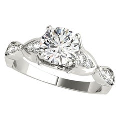 Bague à diamant certifié GIA 1,33 carat rond Cathédrale Marquise Leaf