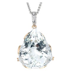 GIA Certified 133.28 Carat Topaz Diamond Yellow White Gold Pendant Necklace