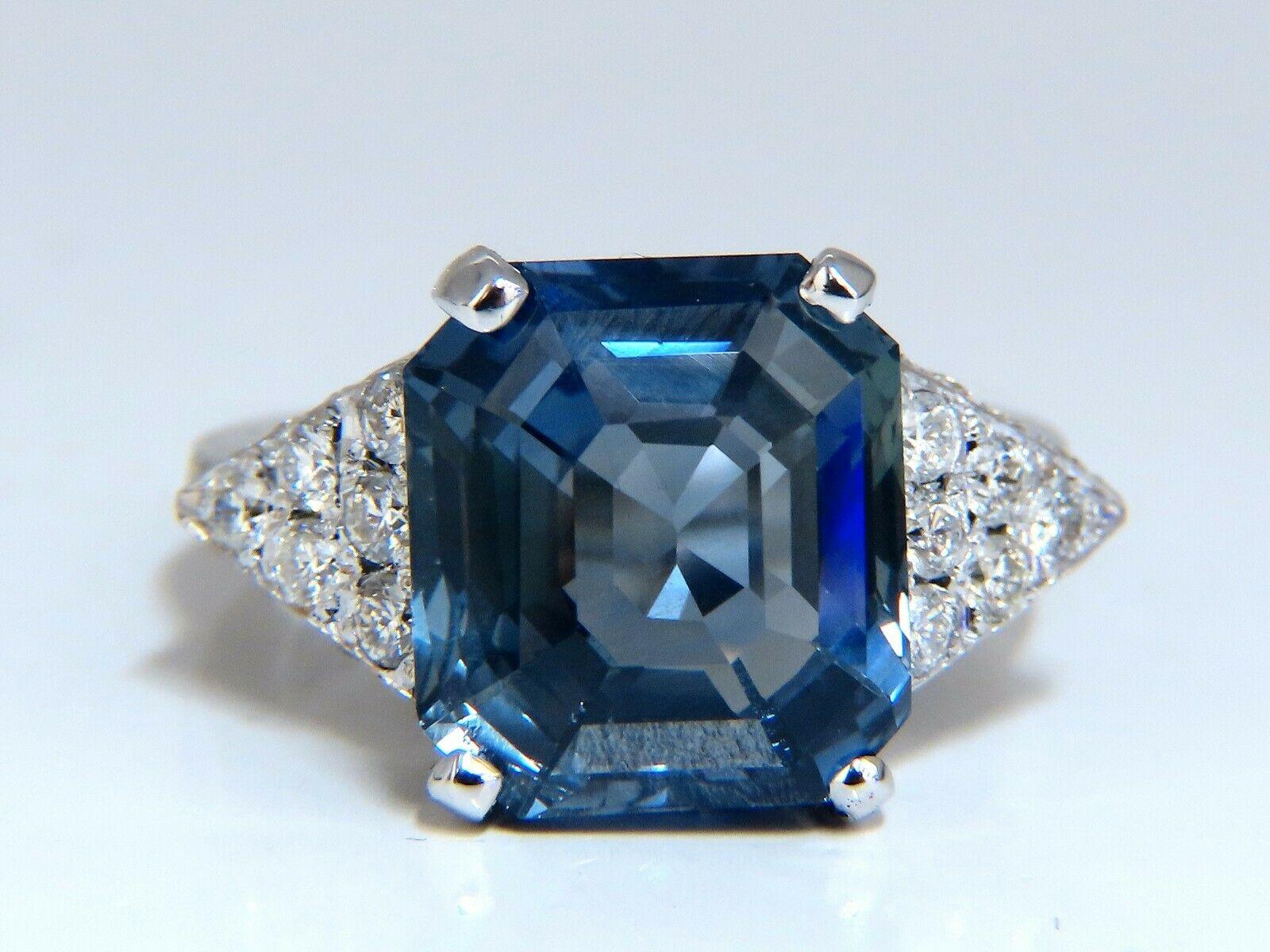 Women's or Men's GIA Certified 13.33 C Natural No Heat Sapphire Diamond Ring Unheated 14 Karat For Sale