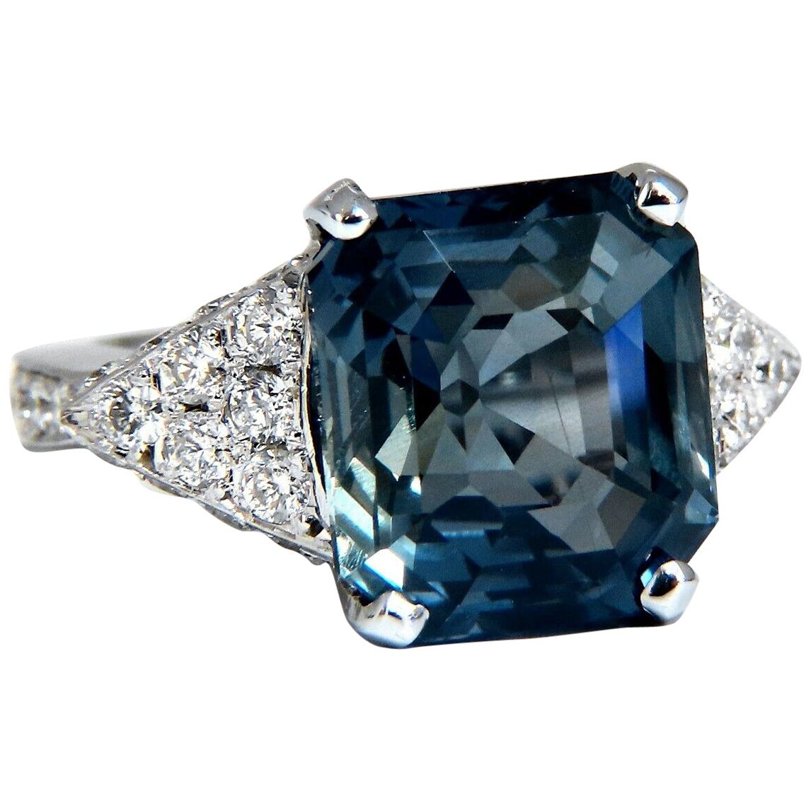 GIA Certified 13.33 C Natural No Heat Sapphire Diamond Ring Unheated 14 Karat For Sale