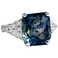 GIA Certificado 13.33 C Natural Sin Calor Zafiro Anillo de Diamantes Sin Calentar 14 Quilates
