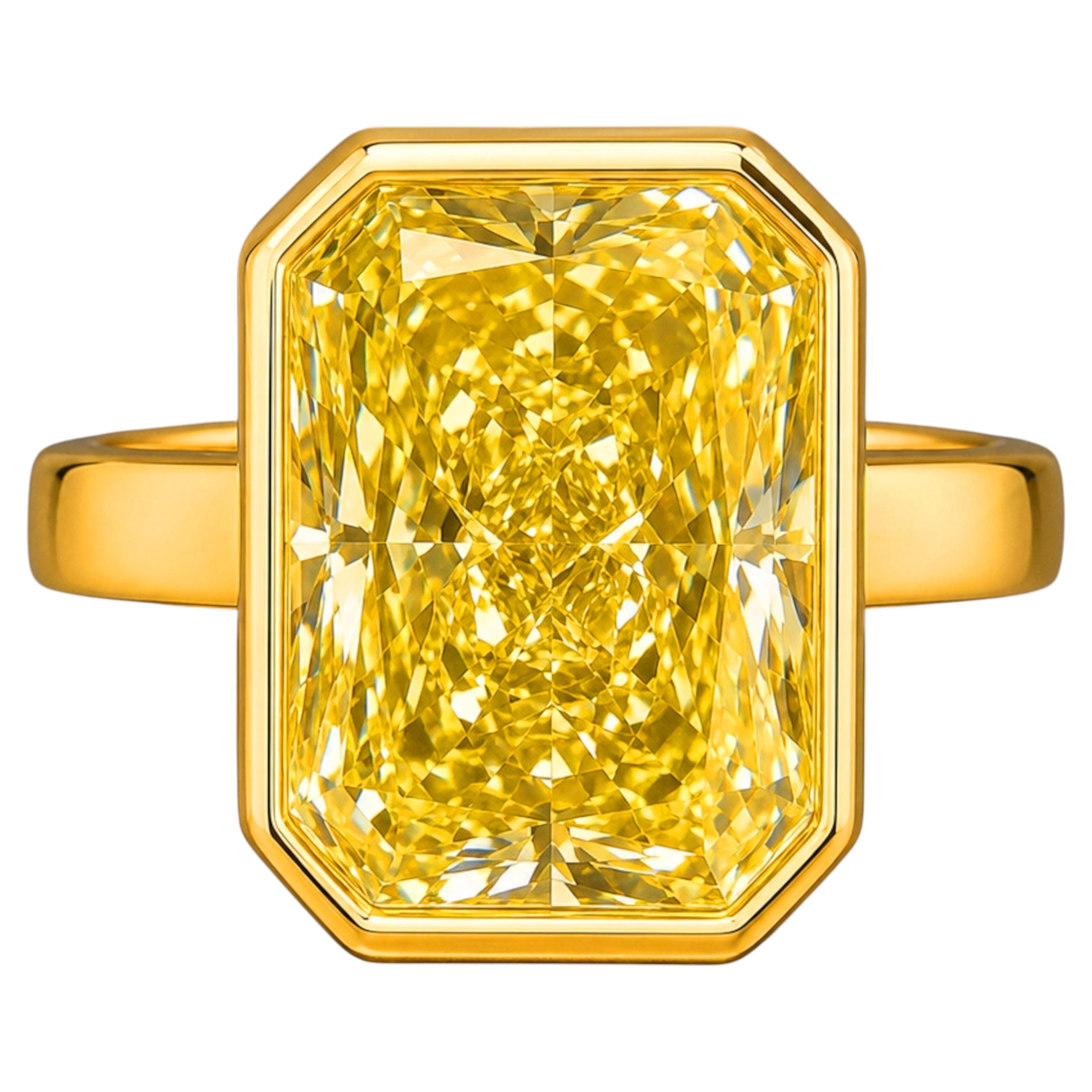 Yellow D Rings GIA Certified 13.34 Carat Fancy Deep Yellow Diamond Bezel Ring For Sale ...