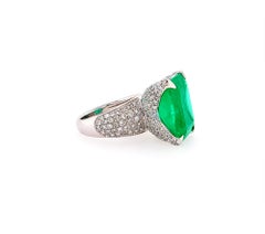 Spectra Fine Jewelry, GIA Certified 13.35 Carat Emerald Diamond Cocktail Ring