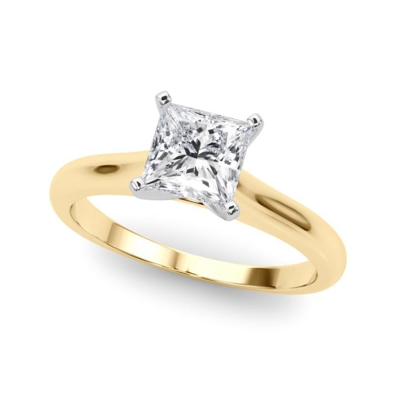 Princess Cut GIA Certified 1.33ct Princess Slim Band Classic Solitaire Diamond Ring For Sale