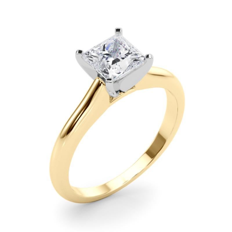 Women's GIA Certified 1.33ct Princess Slim Band Classic Solitaire Diamond Ring For Sale