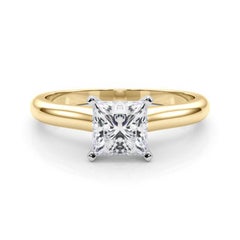 GIA Certified 1.33ct Princess Slim Band Classic Solitaire Diamond Ring