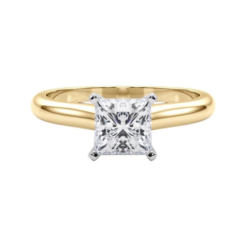GIA Certified 1.33ct Princess Slim Band Classic Solitaire Diamond Ring For Sale
