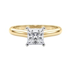GIA Certified 1.33ct Princess Slim Band Classic Solitaire Diamond Ring