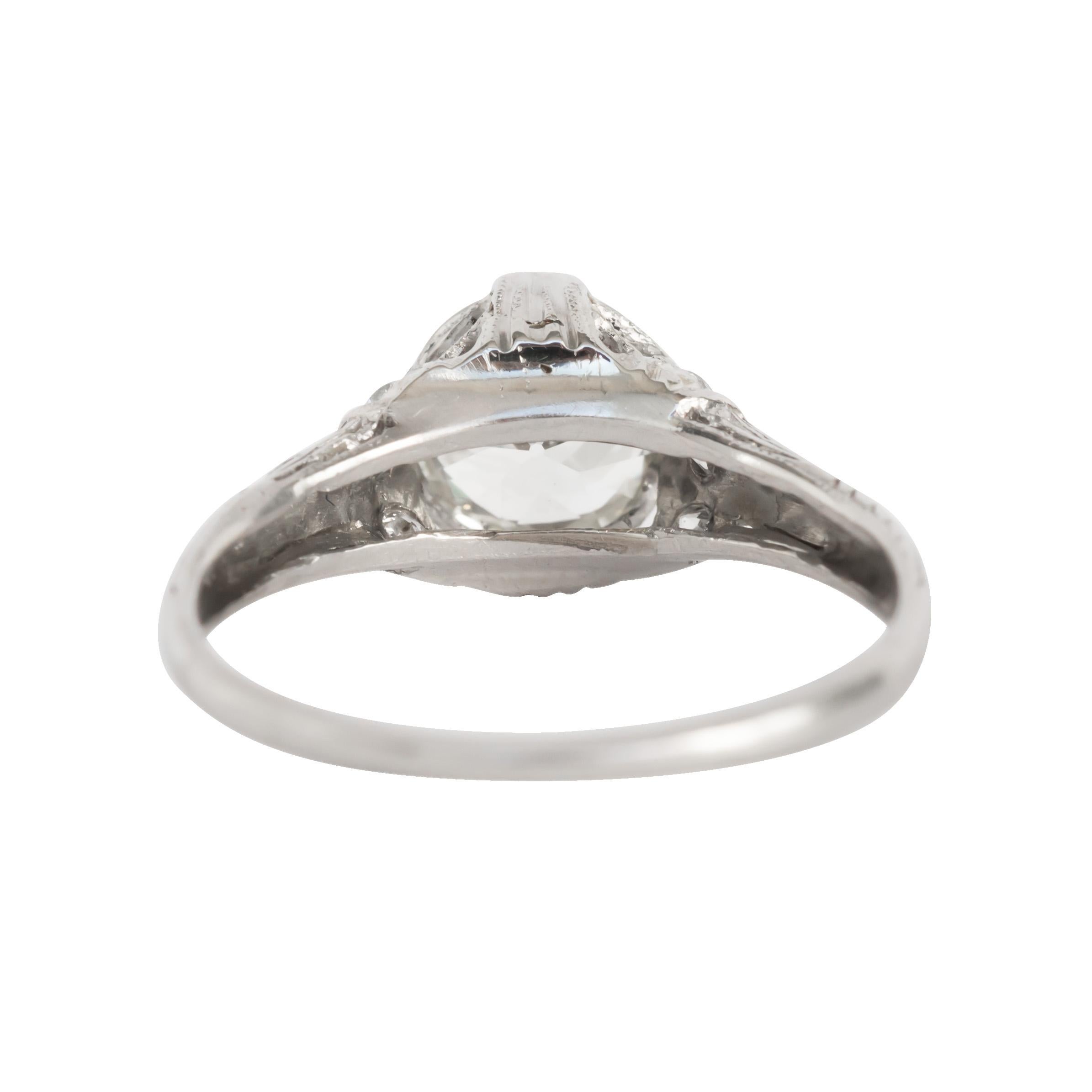 Art Deco GIA Certified 1.34 Carat Diamond Platinum Engagement Ring For Sale