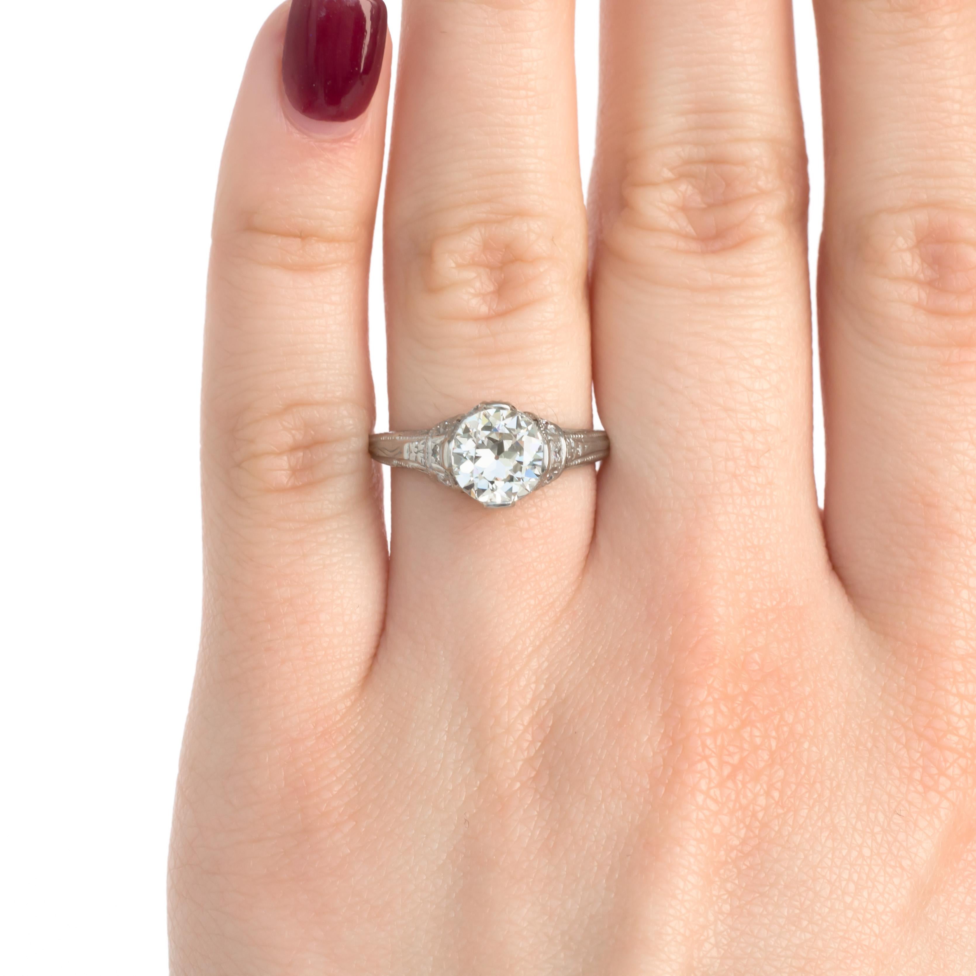Women's GIA Certified 1.34 Carat Diamond Platinum Engagement Ring For Sale