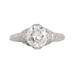 Antique GIA Certified 1.34 Carat Diamond Platinum Engagement Ring