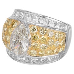 GIA Certified 1.34 Carat Diamond Platinum Gold Cluster Cocktail Ring