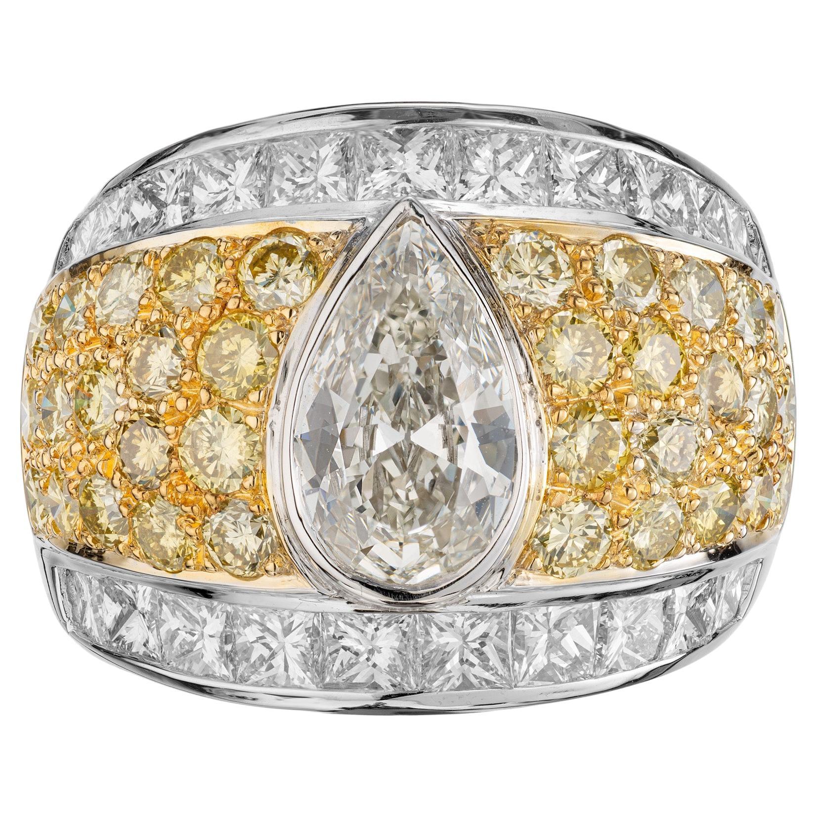 GIA Certified 1,34 Carat Diamond Platinum Gold Cluster Cocktail Ring