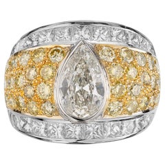 GIA Certified 1.34 Carat Diamond Platinum Gold Cluster Cocktail Ring