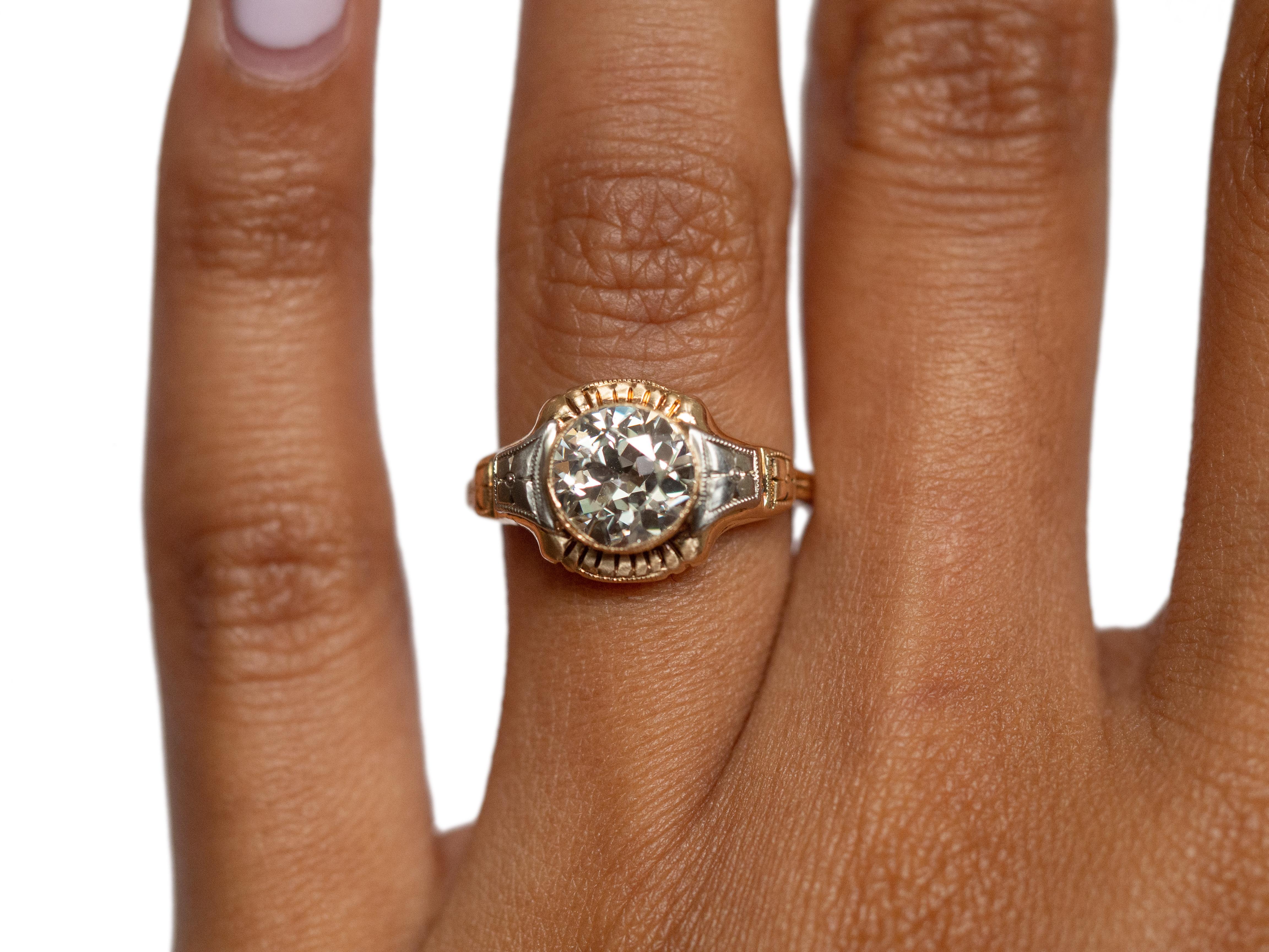 Women's or Men's GIA Certified 1.34 Carat Diamond Yellow Gold and Platinum Engagement Ring