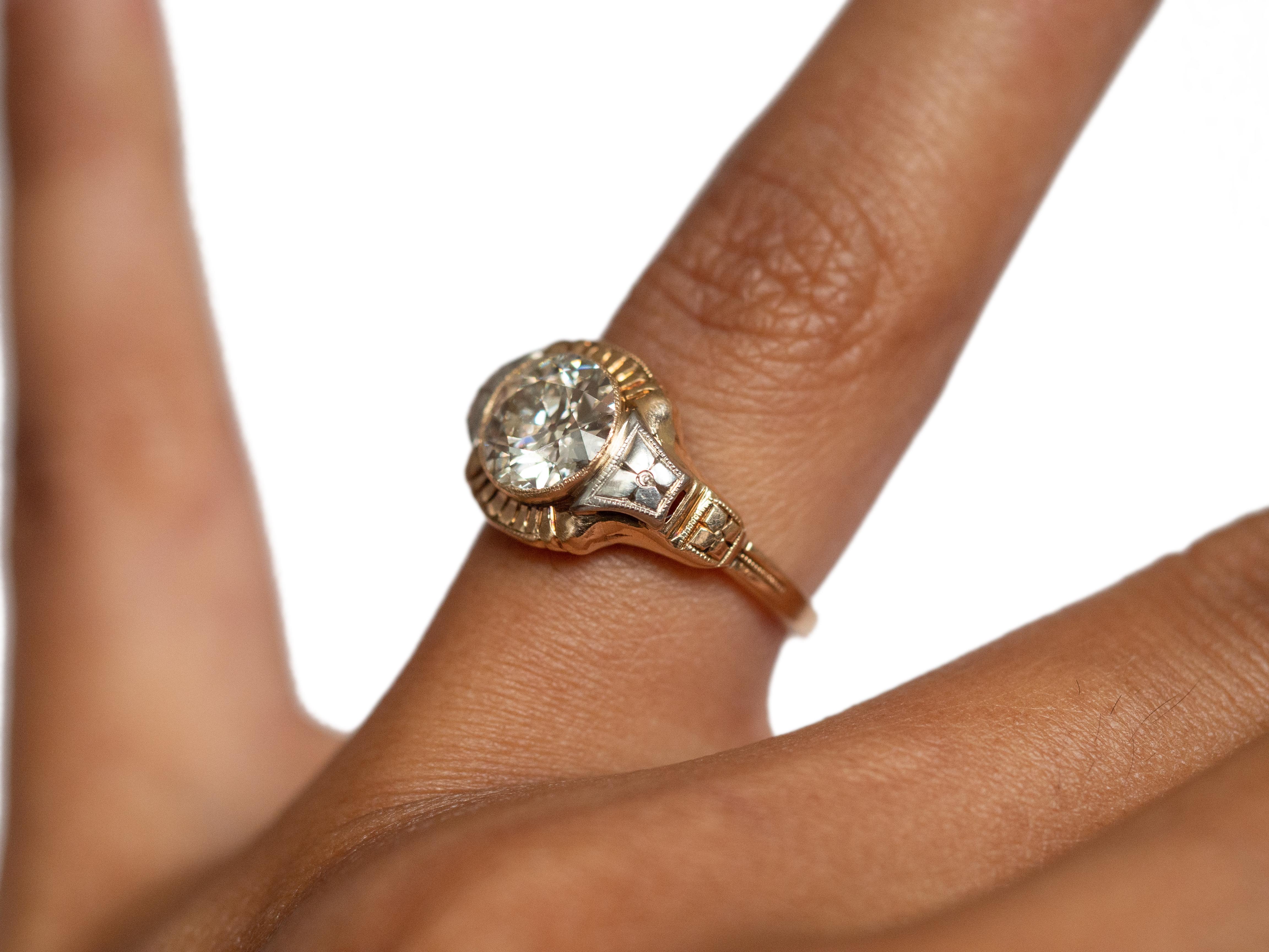 GIA Certified 1.34 Carat Diamond Yellow Gold and Platinum Engagement Ring 1