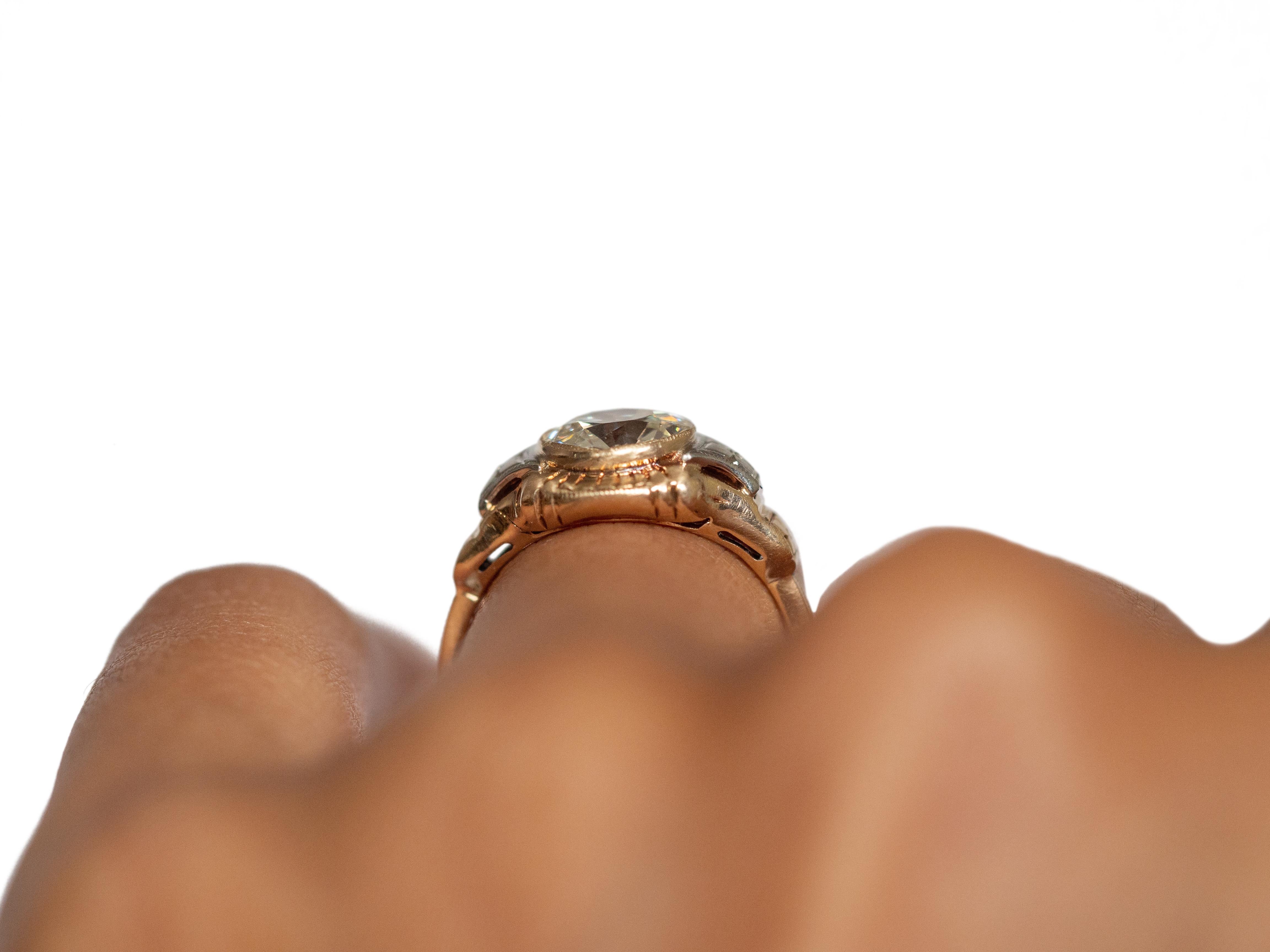 GIA Certified 1.34 Carat Diamond Yellow Gold and Platinum Engagement Ring 2