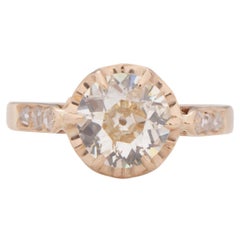 GIA Certified 1.34 Carat Edwardian Diamond 14 Karat Yellow Gold Engagement Ring