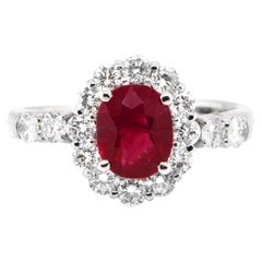 GIA Certified 1.34 Carat Natural Burmese Ruby and Diamond Set in Platinum