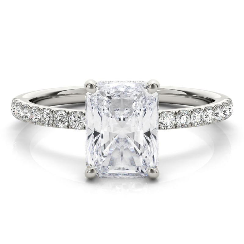 GIA Certificato 1.34 Carati Pave Hidden Halo Radiant  Anello con diamante