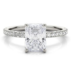 GIA Certificato 1.34 Carati Pave Hidden Halo Radiant  Anello con diamante