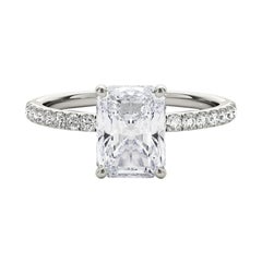 GIA Certified 1.34 Carat Pave Hidden Halo Radiant  Diamond Ring GIA Certified 1.34 Carat Pave Hidden Halo Radiant  Diamond Ring