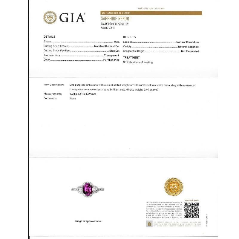 Contemporary No Heat Ceylon Pink Sapphire Diamond Cocktail Ring GIA Certificate