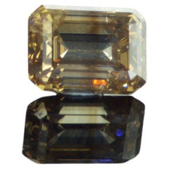 Diamant certifié GIA de 1,34 ct en forme d'émeraude de couleur naturelle Fancy Orangy Brown