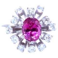 GIA Certified 1.34ct Natural Purple Pink Sapphire Ring 18Kt Gold 16520*
