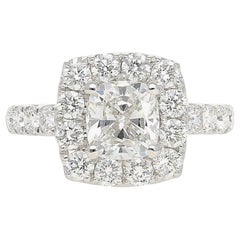 GIA zertifiziert 1,35 Karat ""E"" Farbe ""Si1"" Reinheit Kissenschliff Diamant 14K Ring