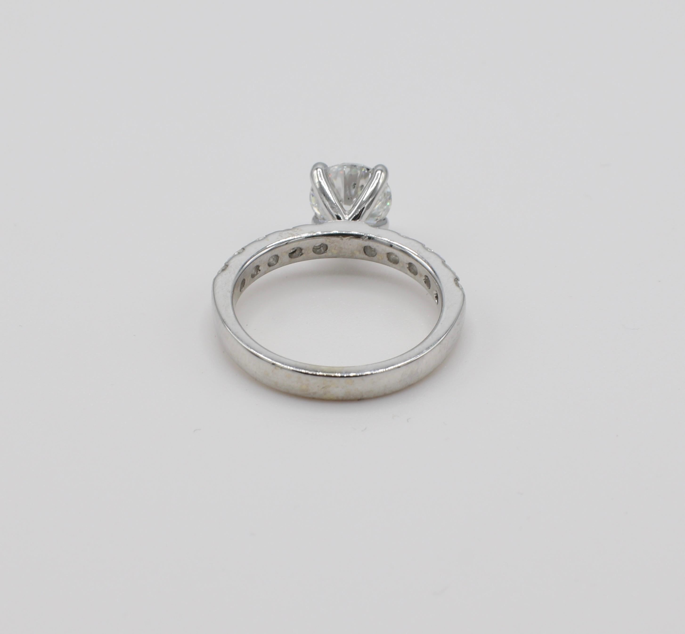Modern GIA Certified 1.35 Carat F I1 Round Brilliant Diamond Engagement Ring