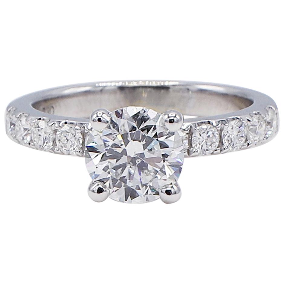 GIA Certified 1.35 Carat F I1 Round Brilliant Diamond Engagement Ring