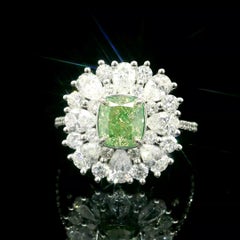 GIA Certified 1.35 Carat Fancy Light Brownish Greenish Yellow VS2 Diamond Ring