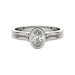 GIA Certificado 1.35 Quilates Oval Bisel Solitario Doble Banda Anillo Diamante Platino GIA Certificado 1.35 Quilates Oval Bisel Solitario Doble Banda Anillo Diamante Platino