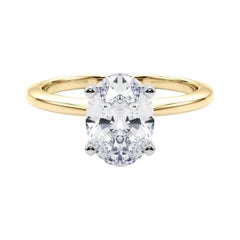 GIA Certified 1.35 Carat Oval Prong Set Solitaire Diamond Ring