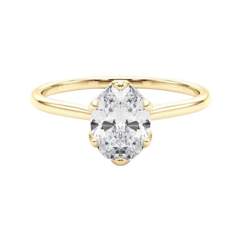 Bague diamant cathédrale Tulip solitaire ovale de 1.35 carat certifiée GIA