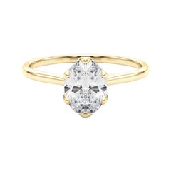 Bague diamant cathédrale Tulip solitaire ovale de 1.35 carat certifiée GIA