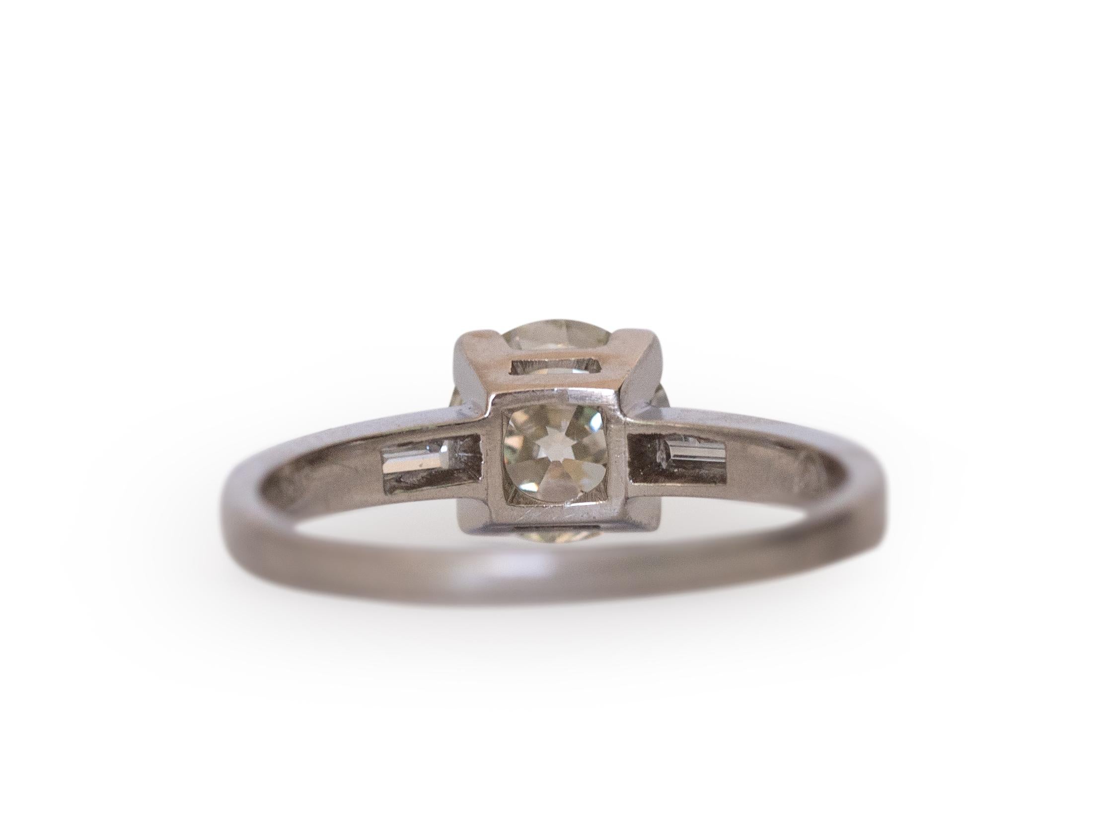 Old European Cut GIA Certified 1.35 Carat Platinum Engagement Ring For Sale