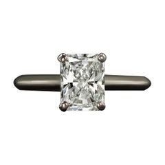 GIA Certified 1.35 Carat Radiant Cut Diamond Solitaire Engagement Ring