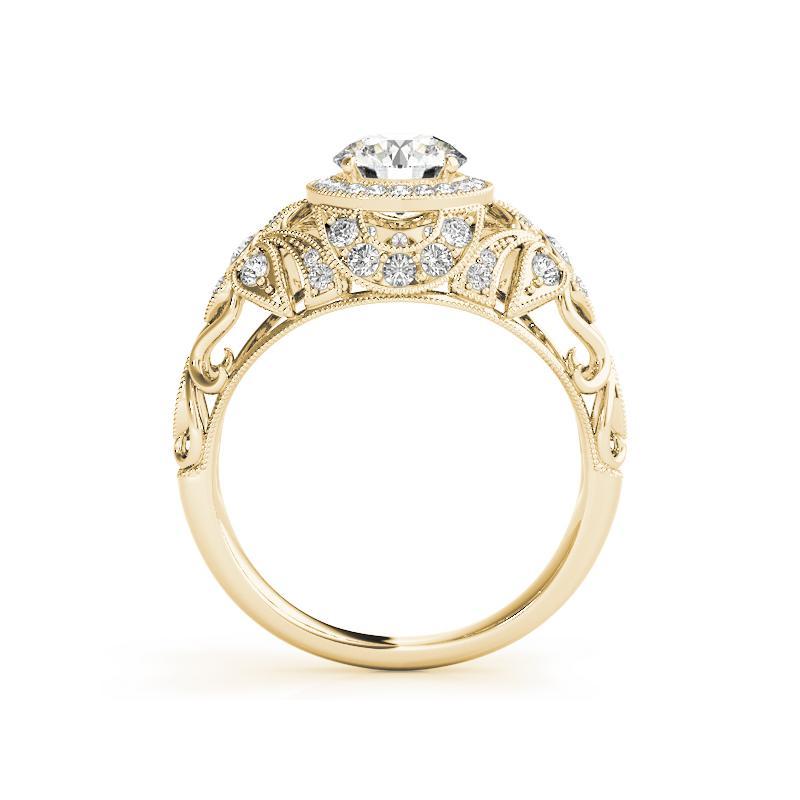 Bague à diamant certifié GIA 1.35 carat Round Halo Dome Filigree Trellis Neuf - En vente à New York, NY
