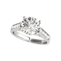 GIA Certified 1,35 Carati Trellis Round Halo Cathedral Diamond Ring