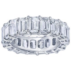 GIA Certified 13.55 Carat Emerald Cut Diamond Eternity Band