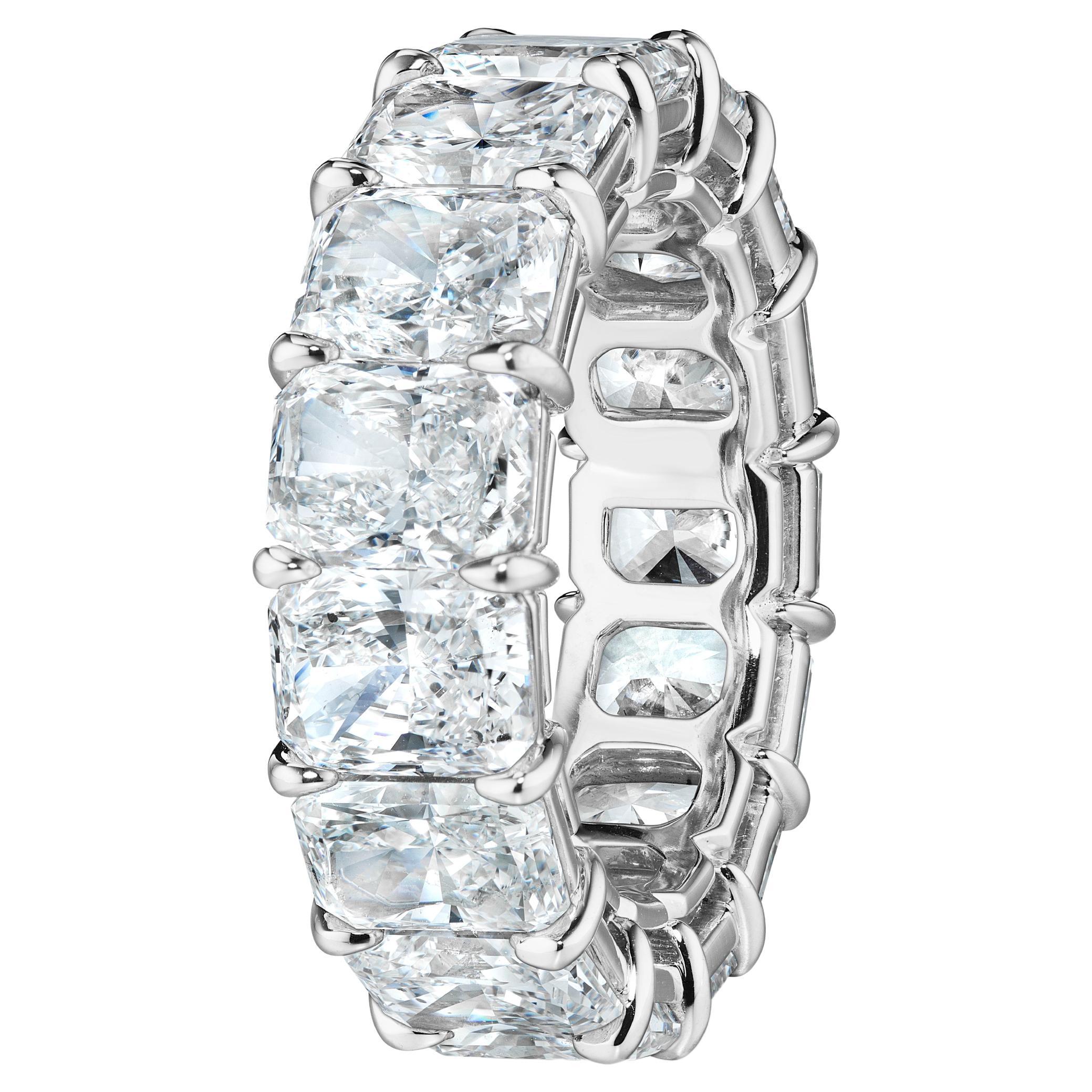 GIA Certified 12.90 Carat Radiant Cut Diamond Eternity Band Ring For Sale