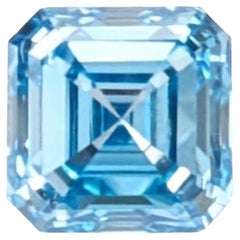 GIA Certified 1.35ct Fancy Vivid Greenish Blue Diamond, Emerald Cut, VS1
