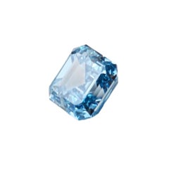 GIA Certified 1.35CT HPHT VS2 Square Emerald Cut Natural Blue Diamond