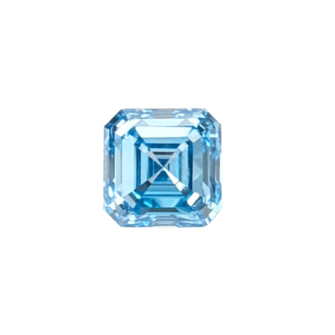 Women's or Men's GIA Certified 1.35CT HPHT VS2 Square Emerald Cut Natural Blue Diamond For Sale