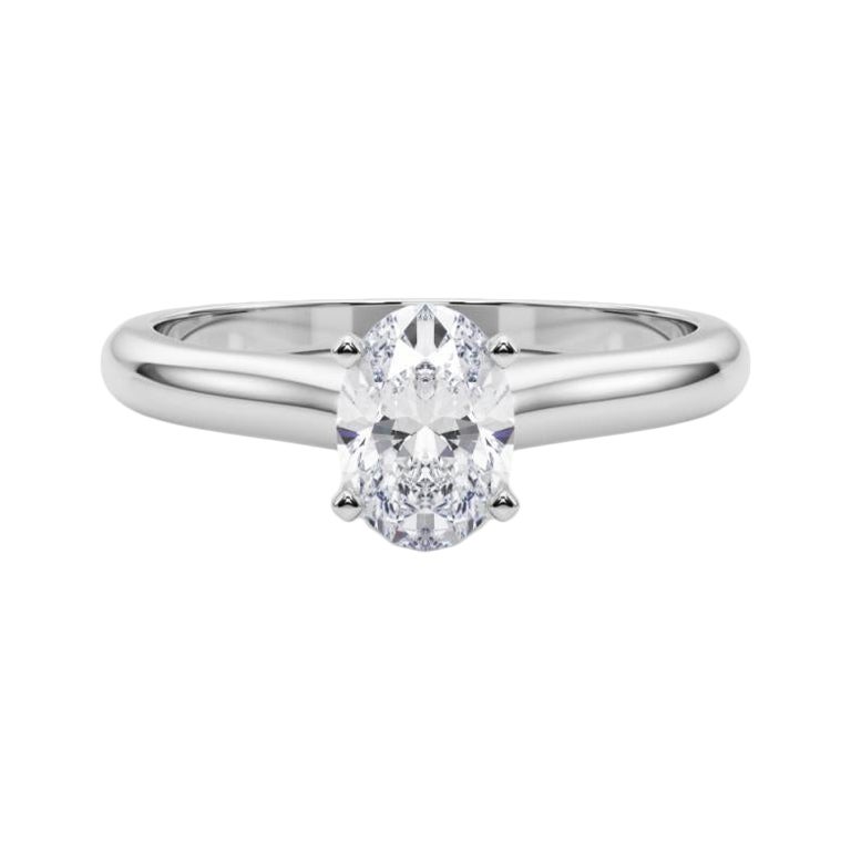 Anello con diamante solitario classico a fascia sottile ovale certificato GIA da 1,35 carati