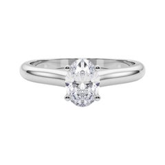 Anello con diamante solitario classico a fascia sottile ovale certificato GIA da 1,35 carati