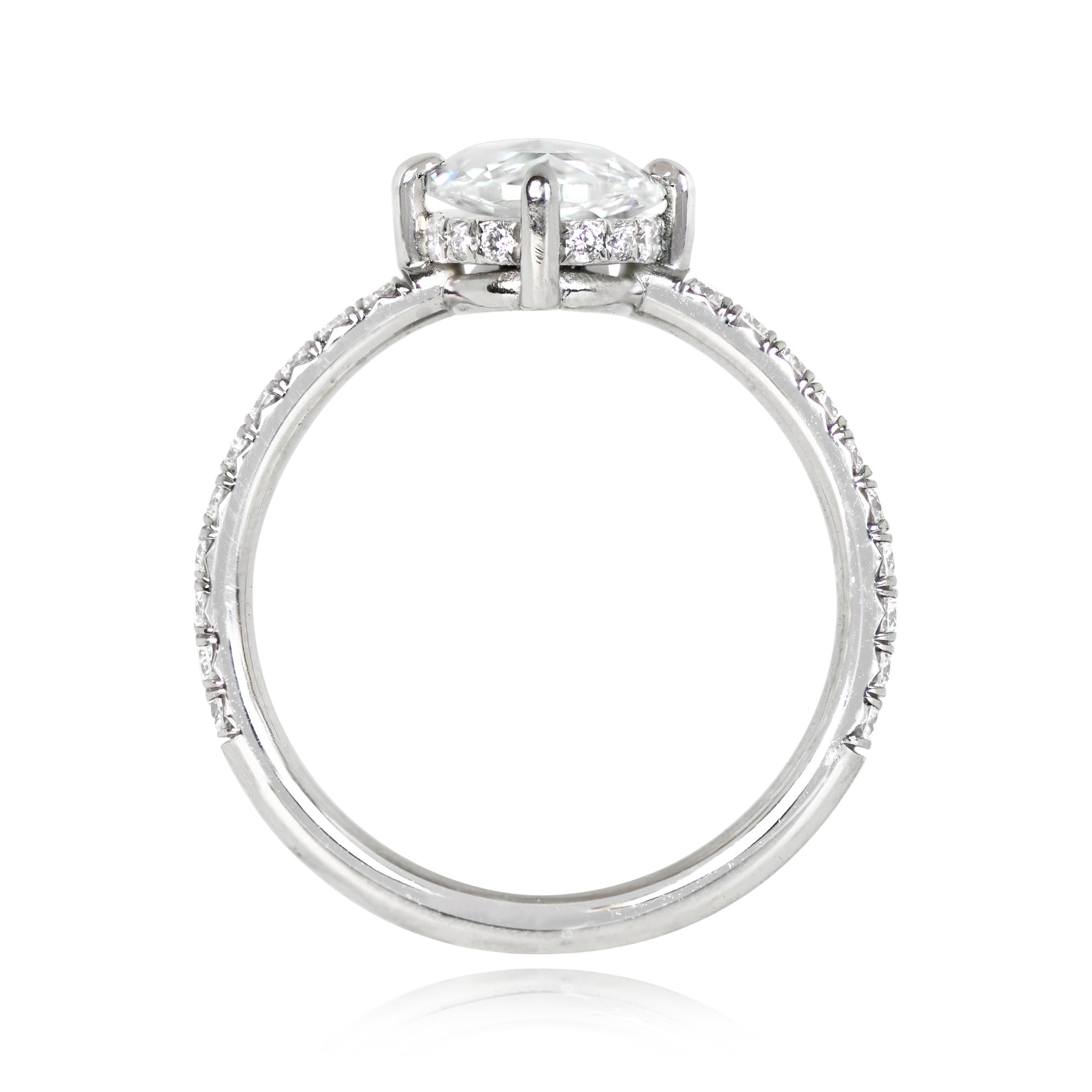Art Deco GIA-Certified 1.35ct Rose Cut Diamond Engagement Ring, E Color, VVS2 Clarity